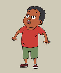 cartoon portrait of surprised kid with open mouth