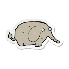sticker of a cartoon sad little elephant