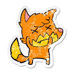 distressed sticker of a cartoon dead fox