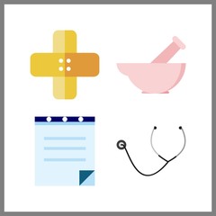 Obraz premium 4 cure icon. Vector illustration cure set. prescription and mortar icons for cure works