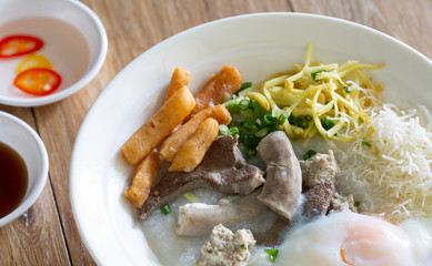 Rice congee delicious asian breakfast food and ingredient