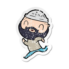 distressed sticker of a cartoon bearded man