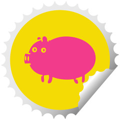 circular peeling sticker cartoon fat pig