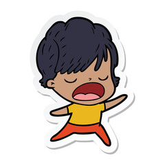 sticker of a cartoon woman talking