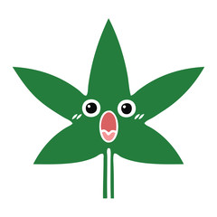 flat color retro cartoon marijuana leaf