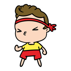 cartoon kawaii working out boy