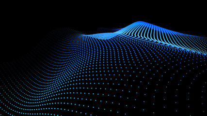 3d sea dots wave glowing stream background flow