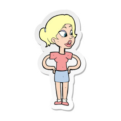 sticker of a cartoon woman with hands on hips