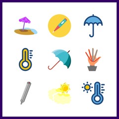 9 meteorology icon. Vector illustration meteorology set. vanes and cloudy icons for meteorology works