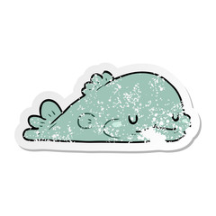 distressed sticker of a cartoon fish