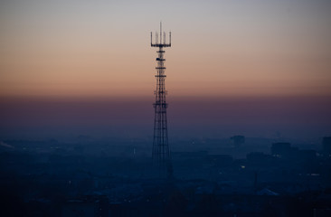 TV tower at sunrise. Minsk, Belarus