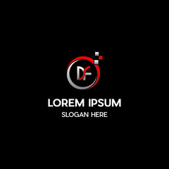 Letter D&F Data Circle Creative Vector Logo Design