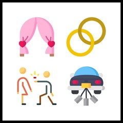 4 engagement icon. Vector illustration engagement set. proposal and wedding rings icons for engagement works