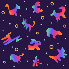 Fototapeta na wymiar Colorful animals. Seamless pattern. Vector illustration