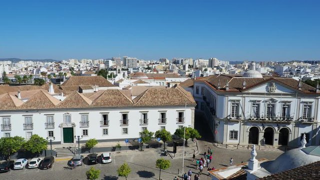 Episcopal Palace and City Hall at Largo da Se, elevated view, Faro, Algarve, Portugal
