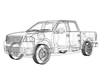 Vector car silhouettes. Rendering of 3d © cherezoff