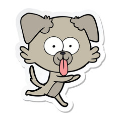 Obraz premium sticker of a cartoon running dog with tongue sticking out