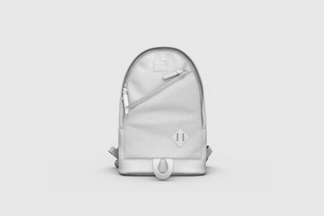 Fototapeta White Backpack Mock up isolated on soft gray background. 3D rendering. obraz