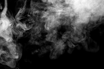 white smoke isolated on black background, abstract powder, water spray, Add smoke effect	