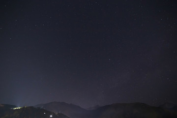 night sky above Himalayas mountains in Dharamshala, India