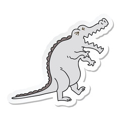 sticker of a quirky hand drawn cartoon crocodile
