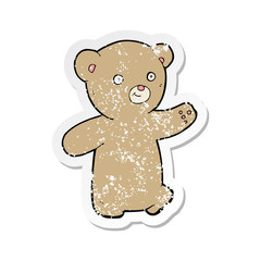 retro distressed sticker of a cartoon teddy bear