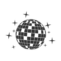 Disco ball icon isolated on white background. Vector illustration, flat design.