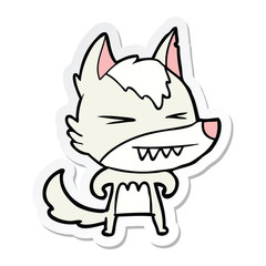 sticker of a angry wolf cartoon