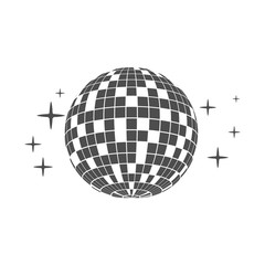 Disco ball icon isolated on white background. Vector illustration, flat design.