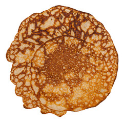 thin pancake isolated on white background