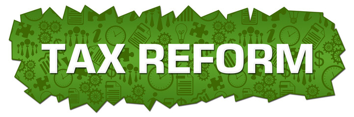Tax Reform Green Business Symbols Cutout Horizontal 