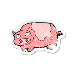 retro distressed sticker of a cartoon pig