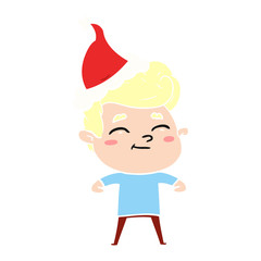 happy flat color illustration of a man wearing santa hat