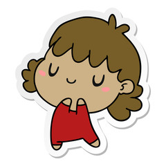 sticker cartoon of a cute kawaii girl