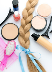 Obraz na płótnie Canvas hair and make up products