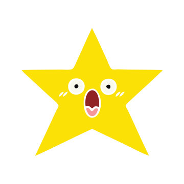 flat color retro cartoon gold star