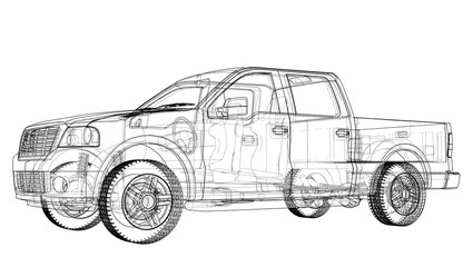 Vector car silhouettes. Rendering of 3d © cherezoff