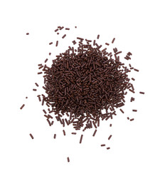 Chocolate sprinkles isolated on white background