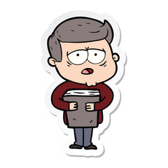 sticker of a cartoon tired man