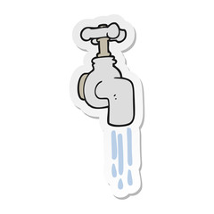 sticker of a cartoon running faucet
