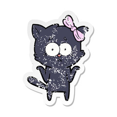 distressed sticker of a cartoon cat