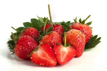 strawberries on white background
