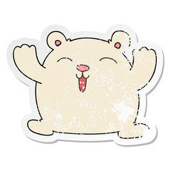 distressed sticker of a quirky hand drawn cartoon funny polar bear