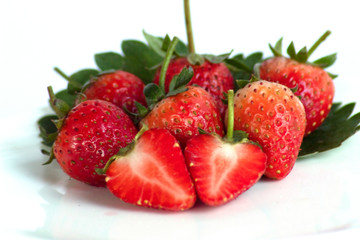 fresh strawberries on white background
