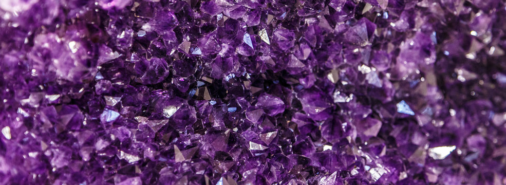 Amethyst Purple Crystal. Mineral Crystals In The Natural Environment. Texture Of Precious And Semiprecious Gemstone.