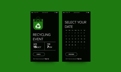 Naklejka premium Recycling Event App Interface Design