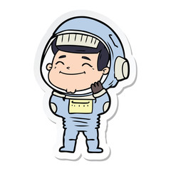 sticker of a happy cartoon astronaut