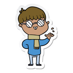 sticker of a cartoon boy wearing spectacles