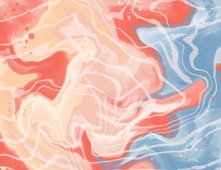 Blue and pink marble. Pastel colors. Marbleized effect. Hand drawn colored illustration. Marble texture. Can be used as a background or wallpaper.