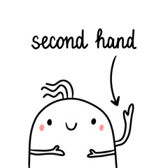Second hand drawn illustration with cute marshmallow three arms